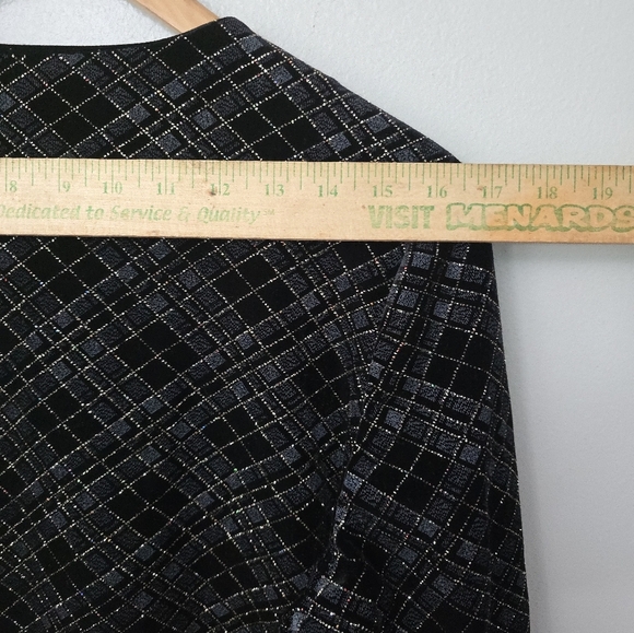 Vtg Jacket Womens 14/16 W Black Velvet Sparkle Dressy Preppy Clueless Academia - Picture 9 of 11